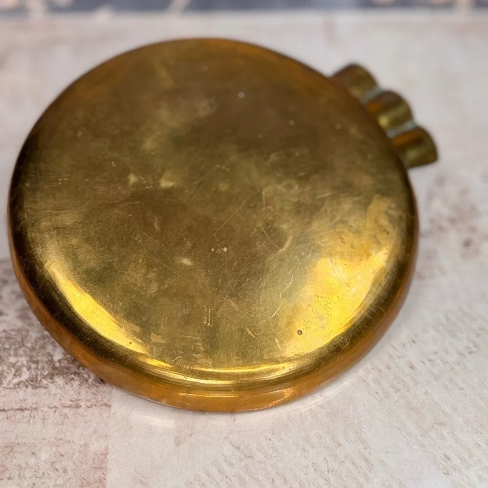 Vintage Brass Etched Floral Tray Small Catchall Dish Estate Find